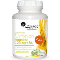 Produktbild von Aliness Magnesiumcitrat 125 mg mit Vitamin B6 P-5-P Kapseln glutenfrei und laktosefrei 100 Stück