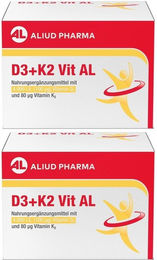Aliud Pharma D3 + K2 Vit AL Kapseln mit 4000 IE Vitamin D3 und 80 µg Vitamin K2, vegetarisch, laktosefrei und glutenfrei, 90 Kapseln – Bild 1 von 1