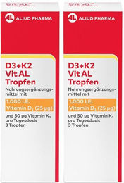 ALIUD PHARMA Vitamin D3 + K2 Tropfen mit 1000 I.E. und 50 µg vegetarisch glutenfrei laktosefrei – Bild 1 von 2