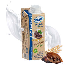 all in® COMPLETE VEGAN Protein Mahlzeit Hafer & Kakao 14x 250ml vegan pflanzlich – Bild 1 von 2
