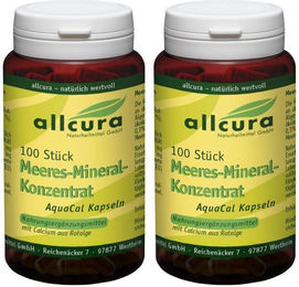 allcura AquaCal Meeres-Mineral-Konzentrat mit Algenkalk Sango Kapseln 100 Stück – Bild 1 von 3