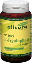 Allcura L-Tryptophan 500 mg Kapseln 90 Stück vegan glutenfrei laktosefrei ohne Zusatzstoffe – Bild 1 von 4