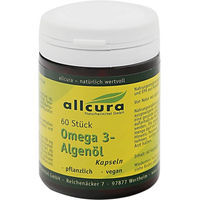 Produktbild von Allcura Omega-3 Algenöl Kapseln vegan glutenfrei laktosefrei