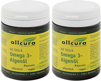 allcura Omega 3 Algenöl Kapseln vegan glutenfrei laktosefrei ohne Zusatzstoffe – Bild 1 von 1