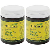 Produktbild von allcura Omega 3 Algenöl Kapseln vegan glutenfrei laktosefrei ohne Zusatzstoffe