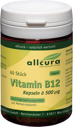 allcura Vitamin B12 Methylcobalamin 500 µg Kapseln vegan 60 Stück – Bild 1 von 1