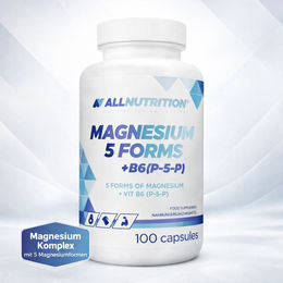 Allnutrition Magnesium Komplex mit 5 Magnesiumformen und Vitamin B6 P-5-P 100 Kapseln – Bild 1 von 1