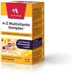 Almadea A-Z Multivitamin Komplex mit Zink, Biotin und Selen in Kapseln, glutenfrei, laktosefrei und zuckerfrei – Bild 1 von 3