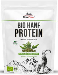 AlpenPower BIO Hanfprotein 600 g - Veganes Hanfprotein Pulver, Bio, glutenfrei und laktosefrei, neutral – Bild 1 von 3