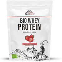Produktbild von AlpenPower Bio Whey Protein Konzentrat Erdbeere Pulver ohne Zusatzstoffe
