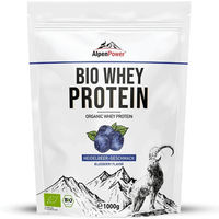 Produktbild von AlpenPower Bio Whey Protein Konzentrat Heidelbeere Pulver ohne Zusatzstoffe