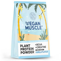 Produktbild von Alpha Foods Vegan Muscle Protein Vanille mit Creatin und BCAA Pulver 600g