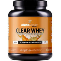 Produktbild von Alphavitalis Clear Whey Isolat Eiweiß Pulver Eistee Pfirsich zuckerfrei 600g
