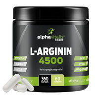 Produktbild von alphavitalis L-Arginin Kapseln vegan laktosefrei und glutenfrei