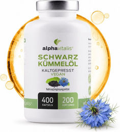 Alphavitalis Schwarzkümmelöl Kapseln vegan ohne Gelatine 400 mg – Bild 1 von 4