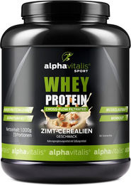 Alphavitalis Whey Protein Konzentrat Pulver Zimt Cerealien glutenfrei vegetarisch 1 kg – Bild 1 von 7