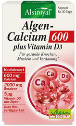 Alsiroyal Algen-Calcium 600 mit Vitamin D3 Kapseln vegan glutenfrei laktosefrei – Bild 1 von 1