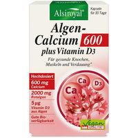 Produktbild von Alsiroyal Algen-Calcium 600 mit Vitamin D3 Kapseln vegan glutenfrei laktosefrei
