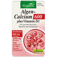Produktbild von Alsiroyal Algen-Calcium 600 plus Vitamin D3 Kapseln mit Algenkalk Sango vegan vegetarisch glutenfrei laktosefrei für Erwachsene
