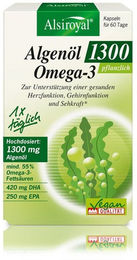 Alsiroyal Algenöl Omega-3 Kapseln vegan vegetarisch glutenfrei laktosefrei 60 Stück – Bild 1 von 1