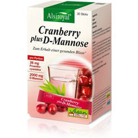 Produktbild von Alsiroyal Cranberry plus D-Mannose mit 2000 mg D-Mannose und Cranberry-Extrakt, Zink, Vitamin B2 und Biotin, vegan, Waldbeere-Geschmack, 30 Sticks