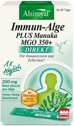 Alsiroyal Immun-Alge plus Manuka MGO 350+ mit Beta-Glucan, Vitamin C und Zink, 40 Sticks, vegetarisch, glutenfrei und laktosefrei – Bild 1 von 3