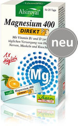 Alsiroyal Magnesium 400 Direkt Sticks Orange Vegan Zuckerfrei 20 Stück – Bild 1 von 1