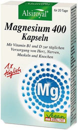 Alsiroyal Magnesium 400 Oxid Kapseln vegan glutenfrei laktosefrei 20 Stück – Bild 1 von 1