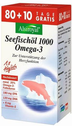Alsiroyal Seefischöl Omega-3 Kapseln glutenfrei und laktosefrei ohne Zusatzstoffe – Bild 1 von 1