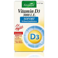 Produktbild von Alsiroyal Vitamin D3 3000 I.E. Lutschtabletten vegetarisch glutenfrei laktosefrei für Erwachsene 30 Stück