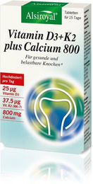 Alsiroyal Vitamin D3 K2 Calcium 800 mg Tabletten Vegan Vegetarisch Glutenfrei Laktosefrei für Erwachsene 30 Stück – Bild 1 von 1