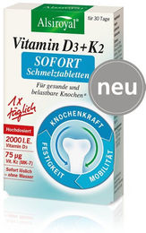 Alsiroyal Vitamin D3 + K2 Lutschtabletten 2000 IE Vegan Glutenfrei Laktosefrei für Senioren 30 Stück – Bild 1 von 1