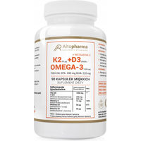 Produktbild von Alto Pharma Vitamin K2 MK-7 + D3 2000 IU mit Vitamin E und Omega-3 Weichkapseln für Sportler, glutenfrei und zuckerfrei, 90 Stück