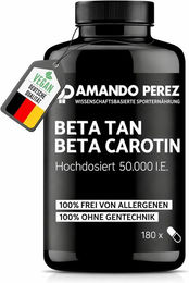 Amando Perez Beta Tan+ Bräunungskapseln Hochdosiert 50.000 I.E. mit Beta Carotin und Vitamin A – 180 Softgels – Vegan und ohne Zusatzstoffe – Bild 1 von 5