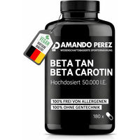 Produktbild von Amando Perez Beta Tan+ Bräunungskapseln Hochdosiert 50.000 I.E. mit Beta Carotin und Vitamin A – 180 Softgels – Vegan und ohne Zusatzstoffe