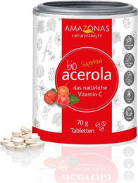 AMAZONAS Bio Acerola Vitamin C Lutschtabletten mit Hagebutte für Kinder und Erwachsene 70 g – Bild 1 von 2