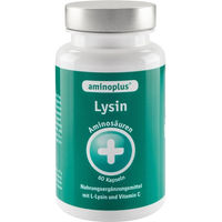 Produktbild von Aminoplus Lysin plus Vitamin C Kapseln mit L-Lysin und Ascorbinsäure, 60 Kapseln, laktosefrei und glutenfrei