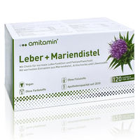 Produktbild von Amitamin Leber + Mariendistel mit Artischocke, Löwenzahn und Cholin Kapseln vegan ohne Zusatzstoffe 120 Stück