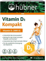 Anton Hübner Vitamin D3 Kompakt Bio Kapseln 2000 IE vegetarisch glutenfrei laktosefrei – Bild 1 von 1