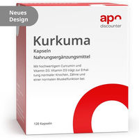 Produktbild von apodiscounter Kurkuma Kapseln mit Vitamin D3 Extrakt ohne Zusatzstoffe 120 Kapseln