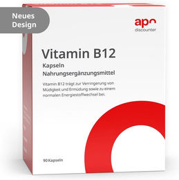 apodiscounter Vitamin B12 Kapseln vegan und vegetarisch für Erwachsene und Senioren 90 Stück – Bild 1 von 1