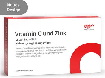 apodiscounter Vitamin C und Zink Lutschtabletten mit Ascorbinsäure und Citrat zuckerhaltig – Bild 1 von 1