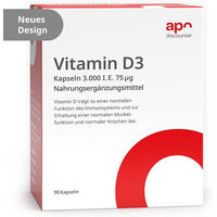 Produktbild von apodiscounter Vitamin D3 Kapseln 3000 I.E. 75 µg für Schwangere und Stillende 90 Stück