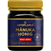 Produktbild von Apoflora Manuka Honig MGO 400+ aus Neuseeland ohne Zusatzstoffe Halal 250 g