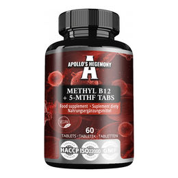 Apollo's Hegemony Methyl B12 + 5-MTHF 300 mcg Vitamin B12 und Folsäure 60 vegane Tabletten – Bild 1 von 6