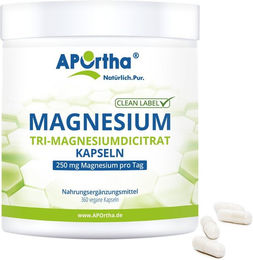 APOrtha Magnesium-Citrat Tri-Magnesiumdicitrat Kapseln vegan ohne Zusatzstoffe 360 Stück – Bild 1 von 1