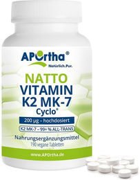 APOrtha Natto Vitamin K2 MK-7 Cyclo Tabletten 200 µg vegan bio – Bild 1 von 1