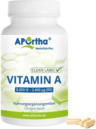 APOrtha Vitamin A Kapseln 8000 IE vegan bio ohne Zusatzstoffe 120 Stück – Bild 1 von 1