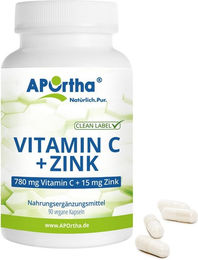 APOrtha Vitamin C 780 mg und Zink 15 mg Kapseln vegan ohne Zusatzstoffe 90 Stück – Bild 1 von 1