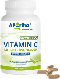 APOrtha Vitamin C Kapseln 500 mg gepuffert Calciumascorbat vegan bio ohne Zusatzstoffe 120 Kapseln – Bild 1 von 1